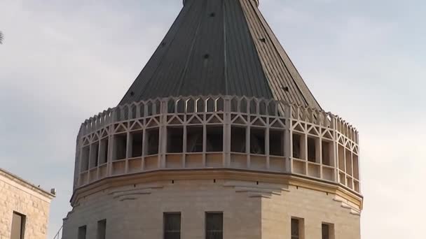 Nazareth Israel Outubro 2018 Lado Exterior Telhado Forma Tenda Igreja — Vídeo de Stock