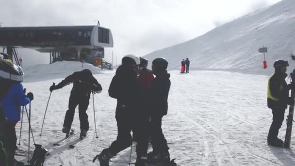 2018 Nassfeld Austria January Group Skiers Making Prepared Ski Nassfeld — 비디오