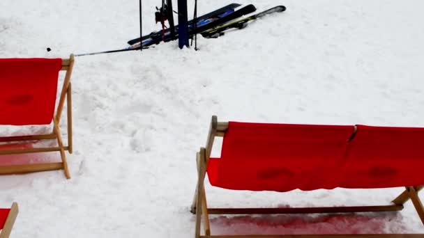 Nassfeld Austria January 2019 Sun Chairs Snow Prepared Winter Sun — Stock Video