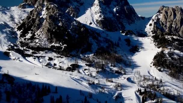 Nassfeld Oostenrijk Januari 2019 Panoramisch Uitzicht Skigebied Nassfeld Nassfeld Oostenrijk — Stockvideo