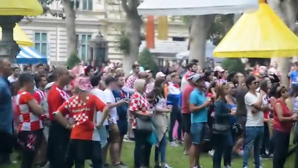 Zagreb Kroatien Juli 2018 Fans Der Kroatischen Fußballnationalmannschaft Versammelten Sich — Stockvideo