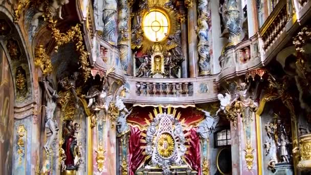 Munich Alemania Febrero 2019 Rico Hermoso Interior Iglesia Asam Munich — Vídeo de stock