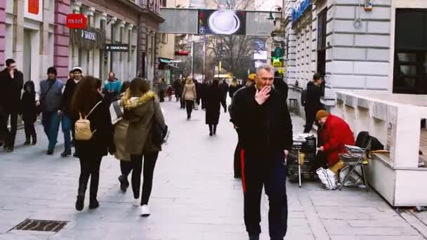 Sarajevo Bosnia Herzegovina February 2019 Daily Scene Main Walking Street — 图库视频影像