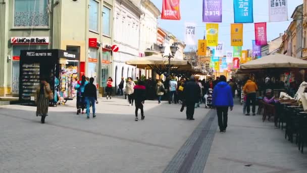 Novi Sad Serbia March 2019 Daily Scene Cloudy Day Walking — Stock Video