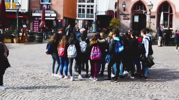 Frankfurt Main Germania Martie 2019 Grup Studenți Care Ascultă Discursul — Videoclip de stoc
