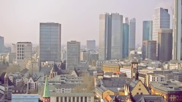 Frankfurt Main Tyskland Mars 2019 Flygfoto Över Centrum Och Skyskrapor — Stockvideo