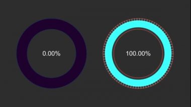 Animasyonlarla 0 'dan 100%' e ve 100% 'den 0' a çift ilerleme göstergesi.