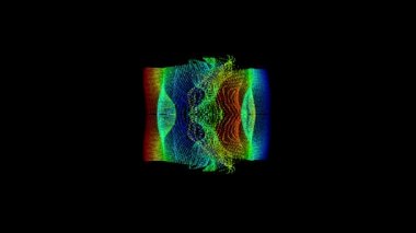 İnce girdap animasyonu ve kaleydoskop etkisi ile oluşturulmuş soyut parçacık, daha küçük daire, bir yerde döndür.