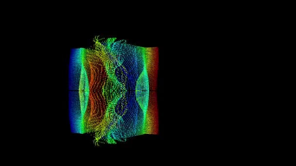 万華鏡アニメーションによる粒子形状 垂直から水平へと回転 移動する渦 — ストック動画