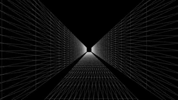 Бесконечная Перспектива Почти Анимация Треугольными Структурными Элементами Тоньше Белые Светло — стоковое видео