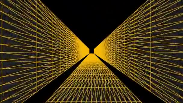 Never Ending Perspective Almost Animation Triangular Structured Elements Yellow Line — Stock Video