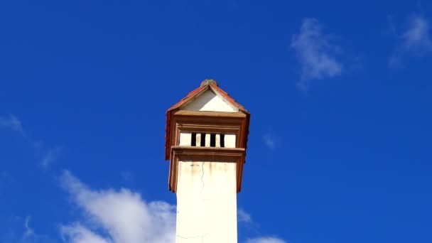 Old Chimney Bright Blue Sky Sunny Autumn Day — Stock Video