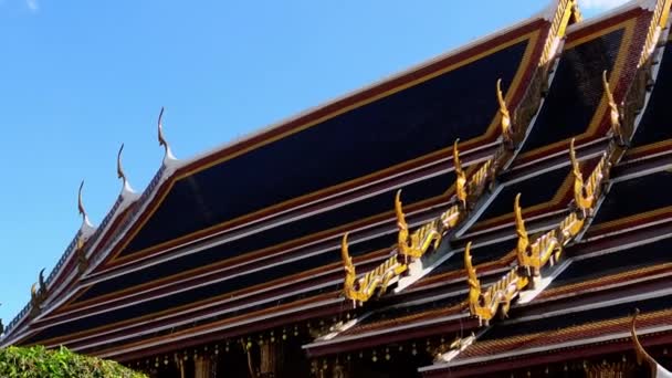 Roof Structure Traditional Thailand Temple Bangkok — Stock Video