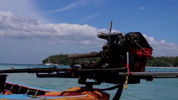 Phuket Thailand January 2020 View Long Tail Boat Atypical Engine — стокове відео