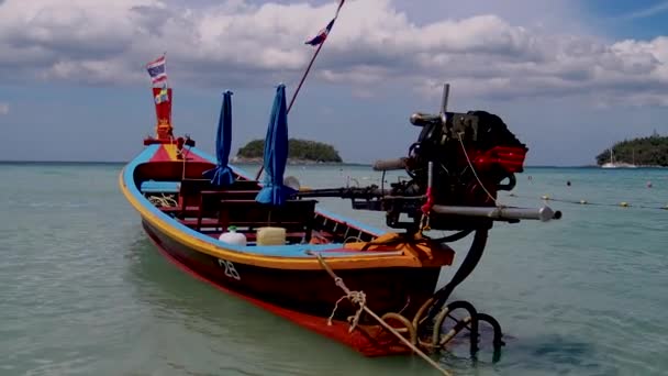 Phuket Thailand January 2020 View Long Tail Boat While Docket — 图库视频影像