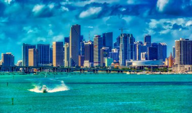 MIAMI, FLORIDA, ABD, 1 Mayıs 2019: Florida, ABD 'deki modern Miami kentinin hava manzarası.