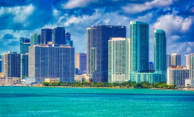 MIAMI, FLORIDA, ABD, 1 Mayıs 2019: Florida, ABD 'deki modern Miami kentinin hava manzarası.
