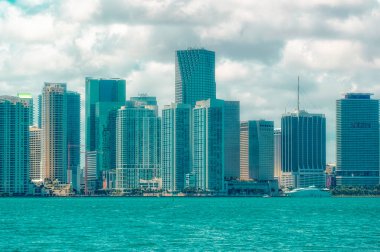 MIAMI, FLORIDA, ABD, 1 Mayıs 2019: Florida, ABD 'deki modern Miami kentinin hava manzarası.