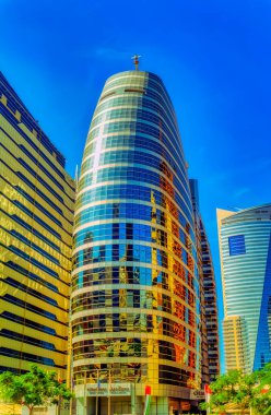 DUBAI, BAE, Kasım 04 2019: Dubai, BAE 'deki modern iş binaları.