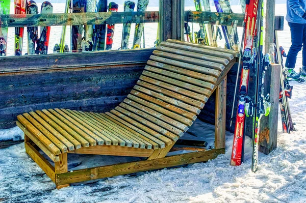 Nassfeld Österreich Januar 2019 Verschneite Skiausrüstung Während Der Ruhezeit Nassfeld — Stockfoto