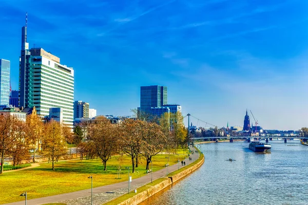 Frankfurt Main Germany March 2019 Sunny Spring Morning Scene Promenade — Stock Photo, Image