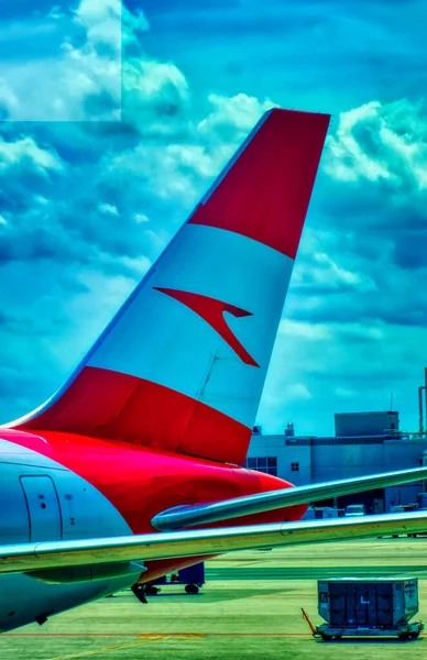 Miami Florida Usa May 2019 Austrian Airlines Sign Tail Aircraft — 스톡 사진