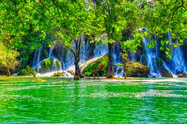 Piękne Naturalne Otoczenie Wokół Wodospadów Kravice Bośni Hercegowinie — Zdjęcie stockowe