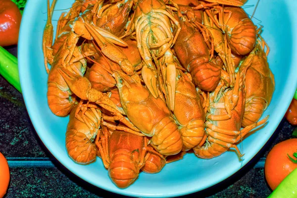 Red Crayfish Lobster Freshly Cooked Served Dinner — Stock Photo, Image