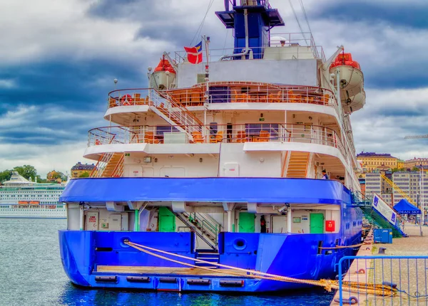 Stockholm Suecia Septiembre 2019 Lujoso Barco Pasajeros Atracado Puerto Estocolmo —  Fotos de Stock