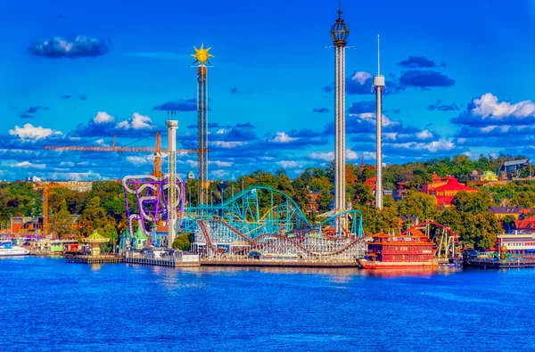 Stockholm Sweden September 2019 Aerial View Grona Lund Amusement Park — Stock Photo, Image