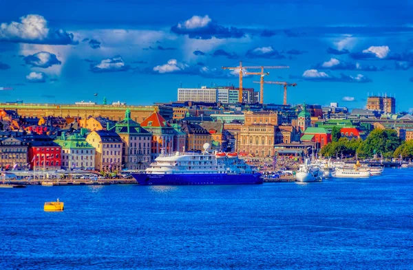 Stockholm Zweden September 2019 Luchtfoto Genomen Vanaf Zeezijde Stad Stockholm — Stockfoto