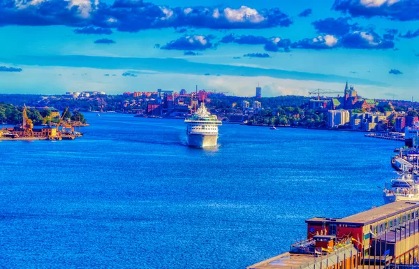 Stockholm Zweden September 2019 Luchtfoto Cruiseboot Die Haven Van Stockholm — Stockfoto