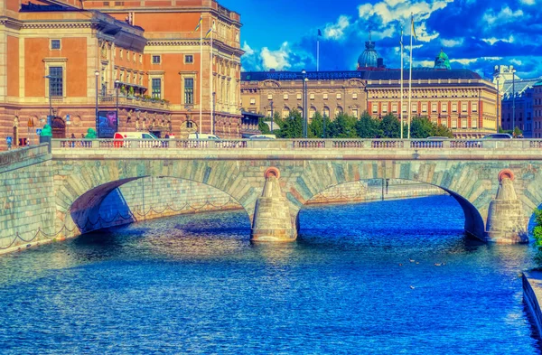 Stockholm Suécia Setembro 2019 Uma Ponte Pedra Uma Das Várias — Fotografia de Stock