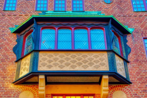 Stockholm Suécia Setembro 2019 Casa Tijolo Escandinavo Clássico Fragmento Fachada — Fotografia de Stock