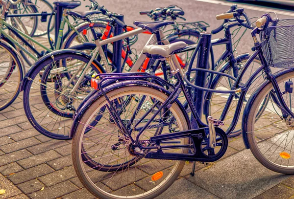 Stockholm Schweden September 2019 Einer Straße Stockholm Abgestellte Fahrräder — Stockfoto