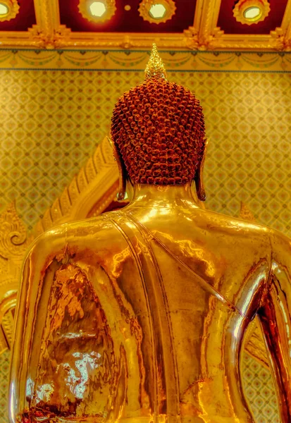 Goldene Buddha Statue Wat Traimit Tempel Bangkok Rückseite — Stockfoto