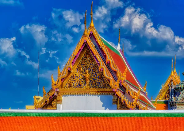 Barevné Tradiční Výzdoby Buddhistických Chrámových Objektů Bangkoku Thajsko — Stock fotografie