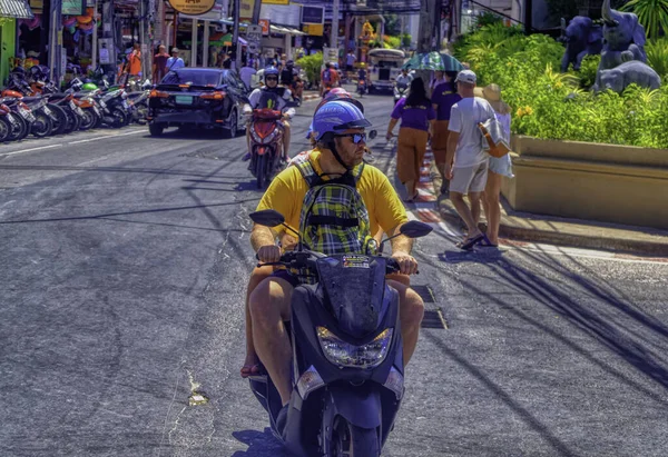 Phuket Thailand January 2020 Par Tourists Scoobike Participants Daily Traffic — 图库照片