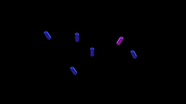 Animation Capsule Shape Objects Flowing Background Foreground Rotate Stops Random — Stock Video