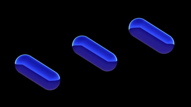 Animation Three Capsule Shape Objects Various Rotations — Stock Video