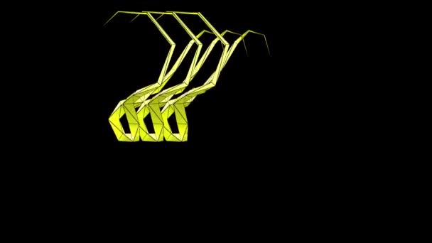 Tiga Garis Abstrak Yang Terbuat Dari Fraktal Panjang Tumbuh Dari — Stok Video