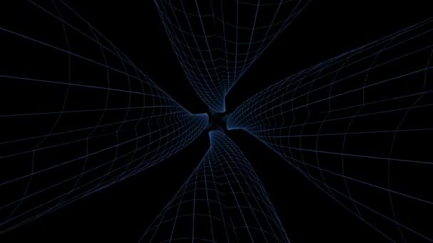Animation Wire Framed Digital Tunnel Several Rotations Various Animations — Stock Video