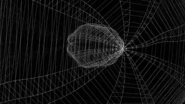 Animation Digitaler Tunnel Und Schwimmender Netze Aus Vielen Drahtgebundenen Zylindern — Stockvideo