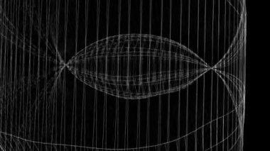 Çeşitli döndürme ve animasyonlara sahip birçok kabloyla çevrili silindirlerden oluşan dijital tünellerin ve yüzen ağların animasyonu.