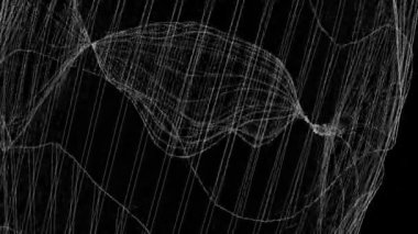 Çeşitli döndürme ve animasyonlara sahip birçok kabloyla çevrili silindirlerden oluşan dijital tünellerin ve yüzen ağların animasyonu.