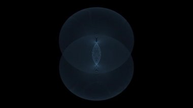 Holografik kürenin uzay zamanındaki çeşitli dönüşleri ve dönüşümleriyle animasyonu.