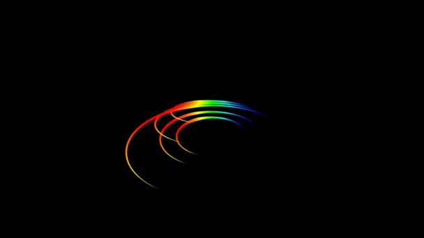 時空間の様々な回転や効果を持つ幾何学的形状のような色の円のアニメーション — ストック動画