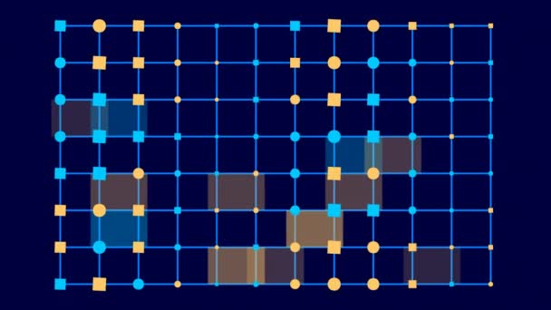 Animation Des Gitterförmigen Elements Mit Verschiedenen Geometrischen Objekten Durch Die — Stockvideo