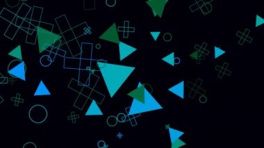 Zaman boyunca dönen ve hareket eden çeşitli geometrik şekillere sahip animasyon.