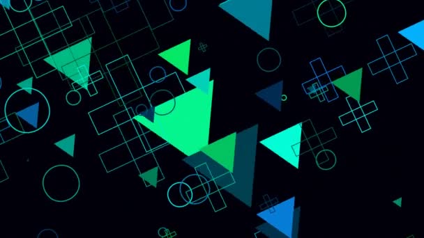 Animation Various Geometrical Shapes Rotates Moves Space Trough Time — Stock Video